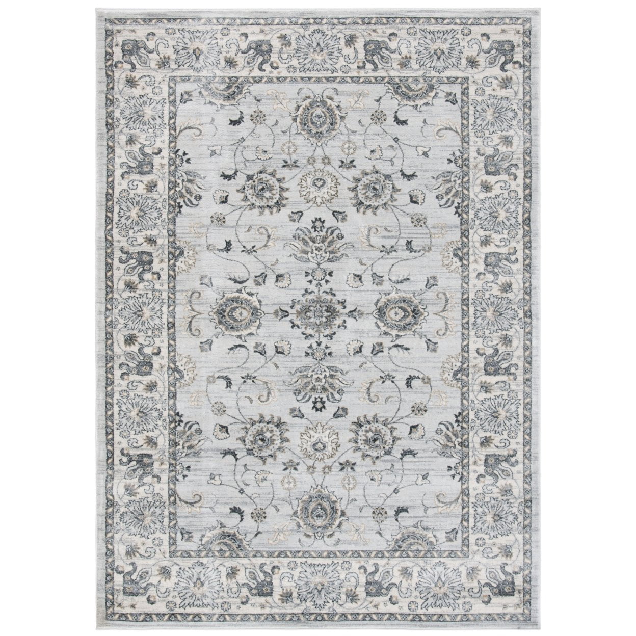 Isabella Gray Floral Medallion Synthetic Area Rug 4' x 6'