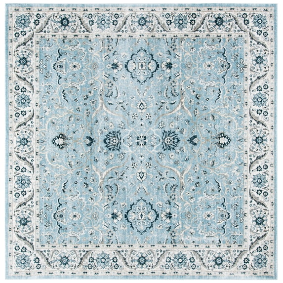 SAFAVIEH Isabella Kuzman Oriental Area Rug, Light Blue/Cream, 4' x 4' Square