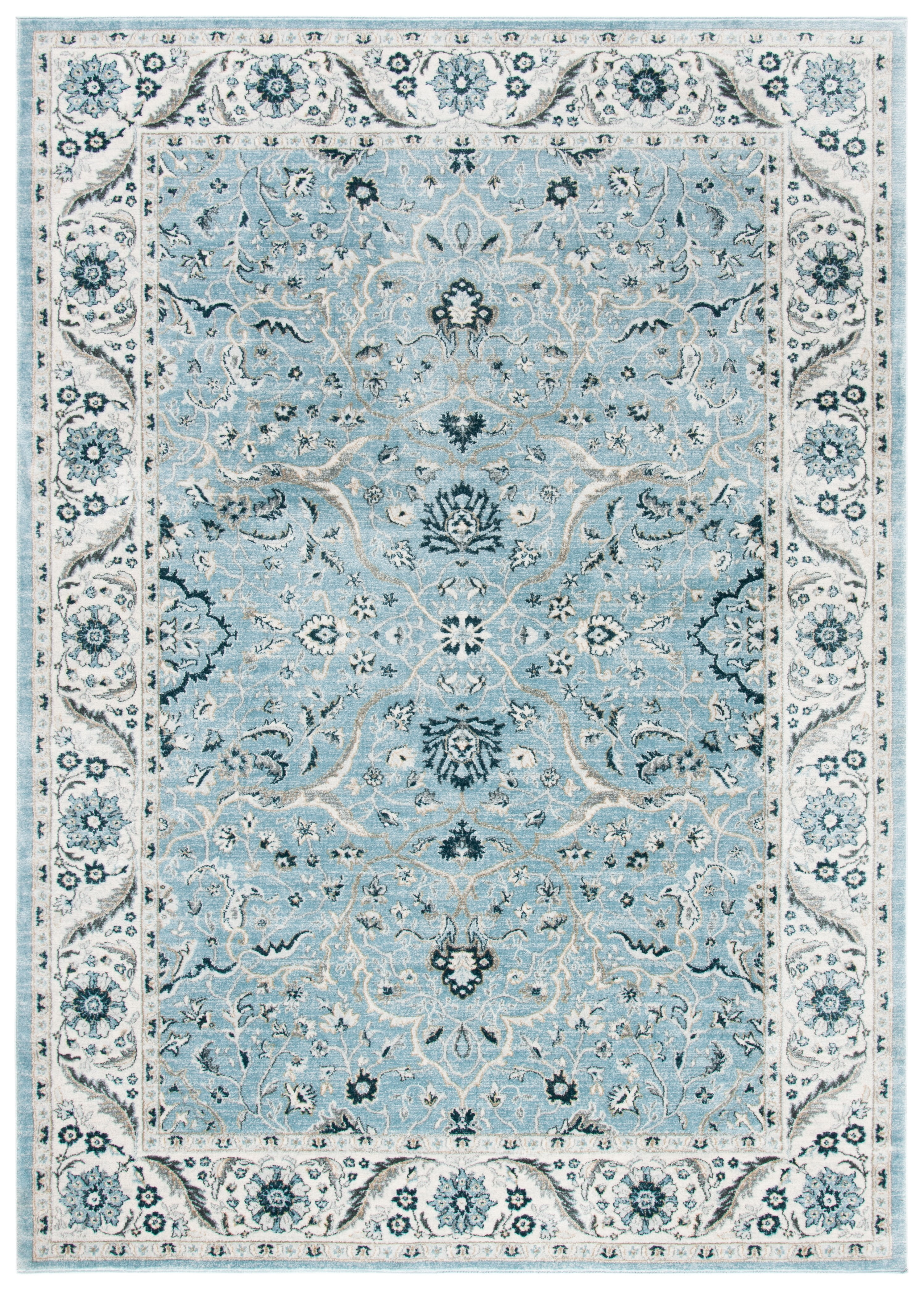 Isabella Light Blue Synthetic 8' x 10' Oriental Area Rug