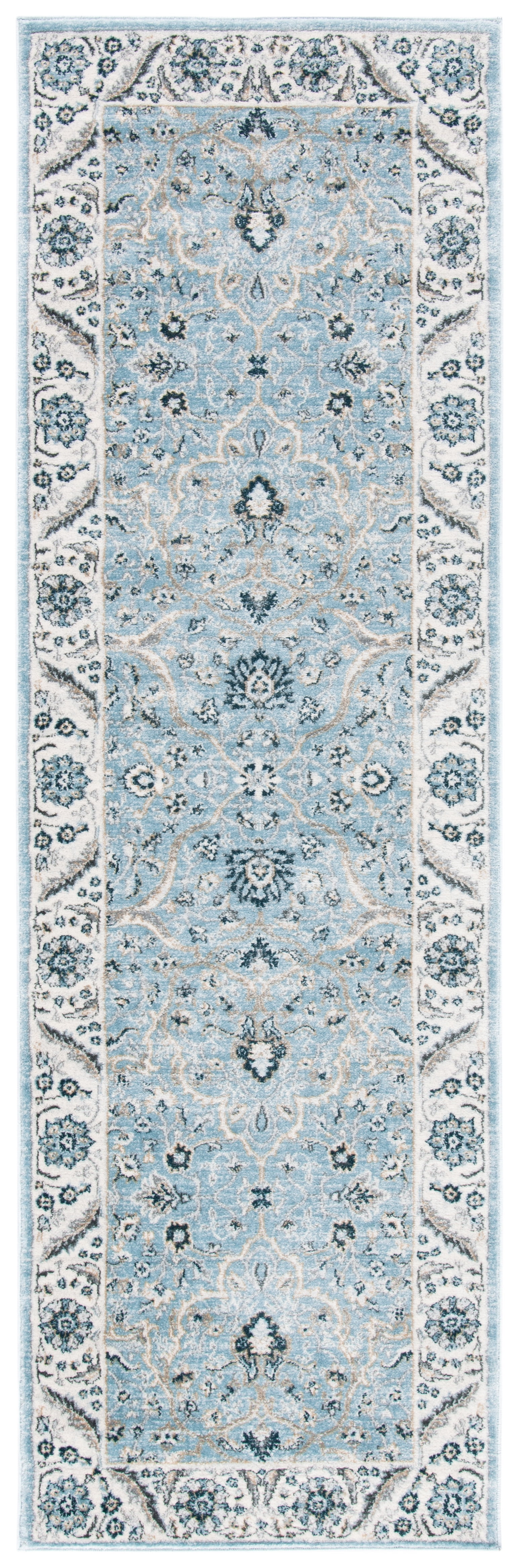 SAFAVIEH Isabella Kuzman Oriental Runner Rug, Light Blue/Cream, 2'2" x 5'