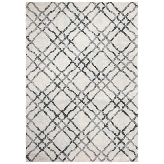 SAFAVIEH Isabella Trena Trellis Area Rug, Ivory/Grey, 5'3" x 7'7"