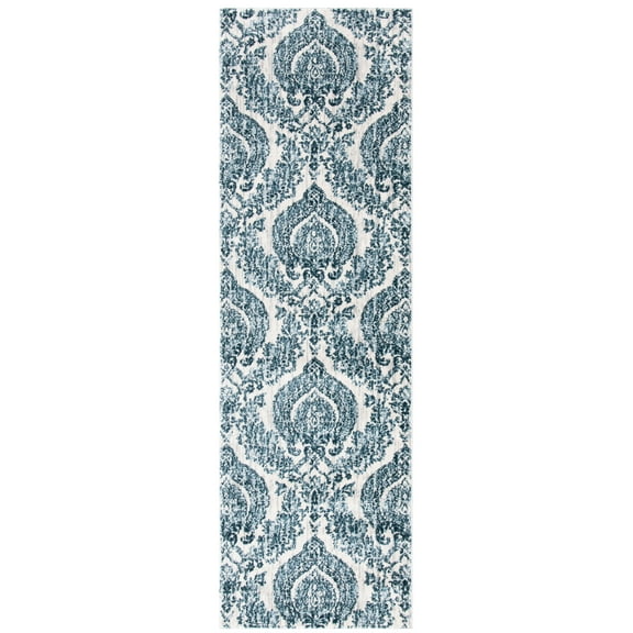 SAFAVIEH Isabella Trenton Trellis Runner Rug, Navy/Ivory, 2' x 8'