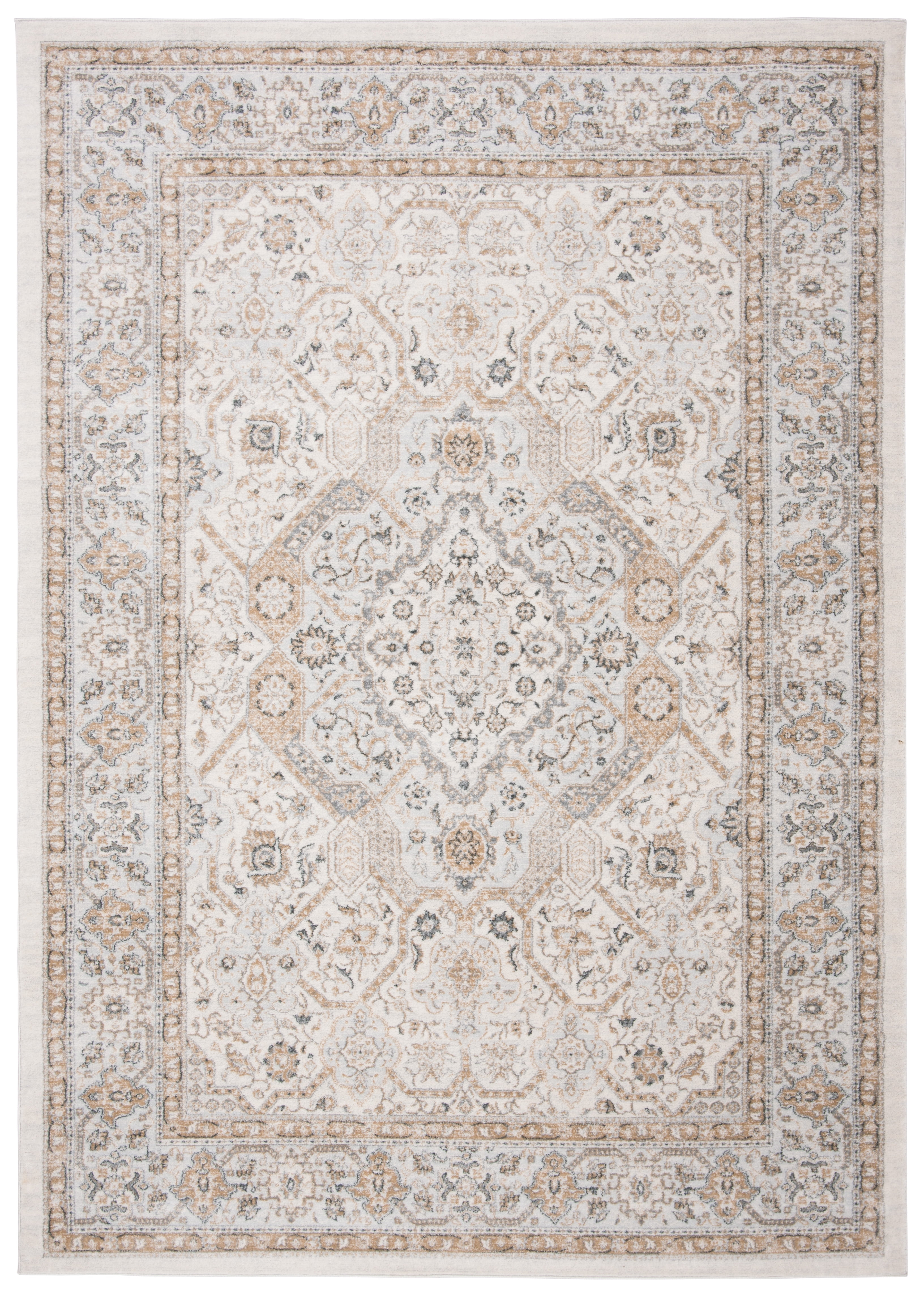 Isabella Blue and Cream 9' x 12' Synthetic Oriental Area Rug