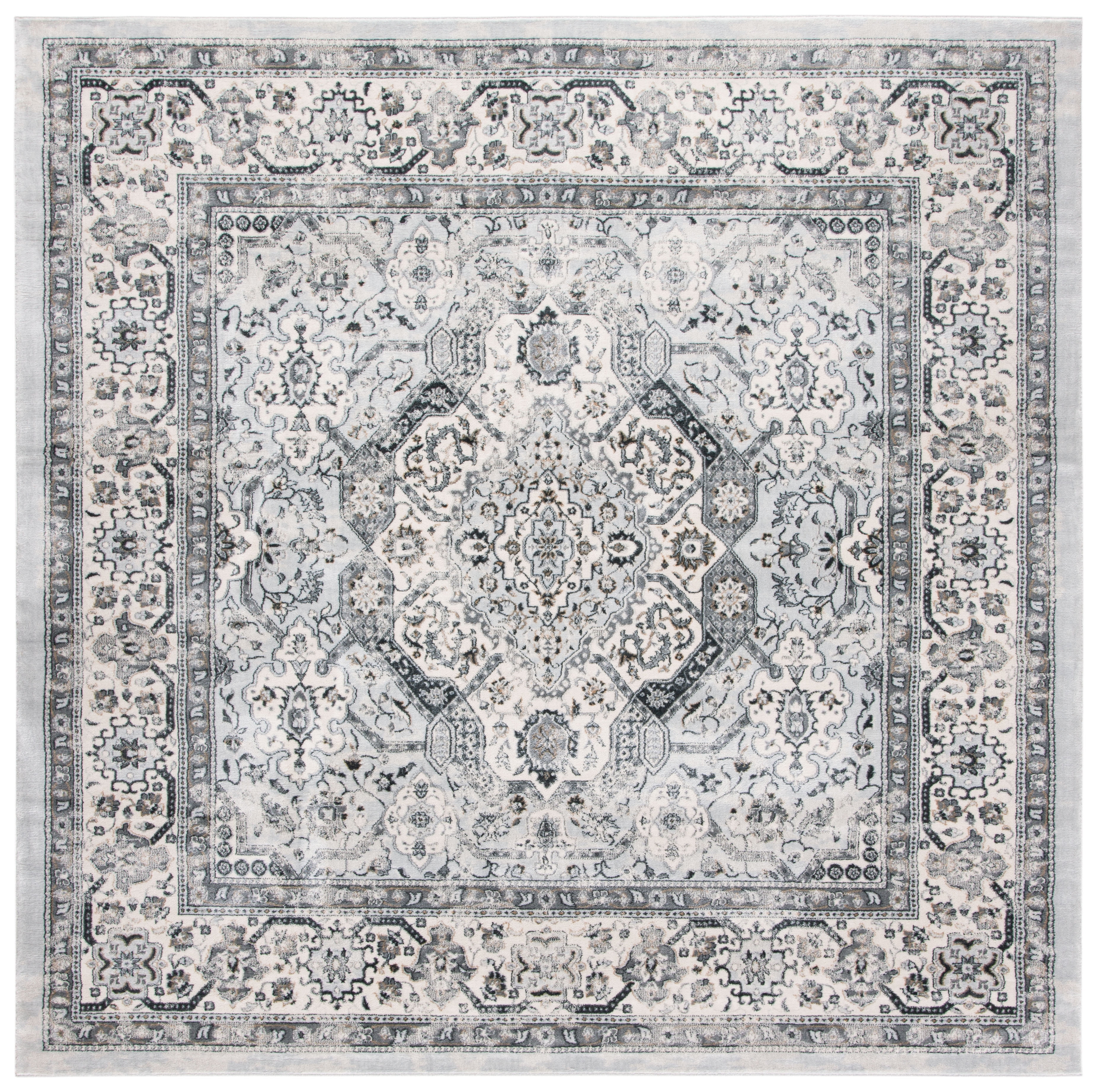SAFAVIEH Isabella Zander Oriental Area Rug, Dark Grey/Cream, 4' x 4 ...