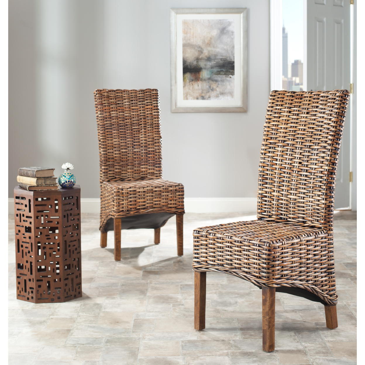 SAFAVIEH Isla Side Chair Set of 2 Brown - Walmart.com