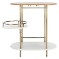 thumbnail image 1 of SAFAVIEH Iva Modern 3 Tier Swivel Pub Bar Table, Light Walnut/Gold, 1 of 17