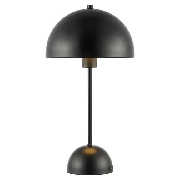 SAFAVIEH Ixora 18 in. Modern Black USB Port Metal Table Lamp with Black Shade