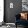 thumbnail image 1 of Safavieh Izzy 14" Contemporary Nickel Arc Floor Lamps Clear Glass Glam Bowl, 1 of 4