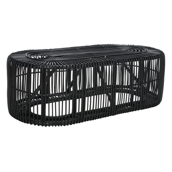 SAFAVIEH Jabez Coastal Oval Coffee Table, Black