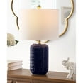 thumbnail image 1 of SAFAVIEH Jace Textured Ceramic Table Lamp, Navy Blue, Set of 2, 1 of 4