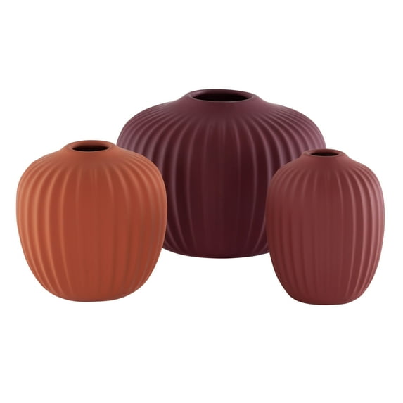 SAFAVIEH Jacie Solid Ceramic Vase, Set of 3, Amaranth/Dark Orange/Orange