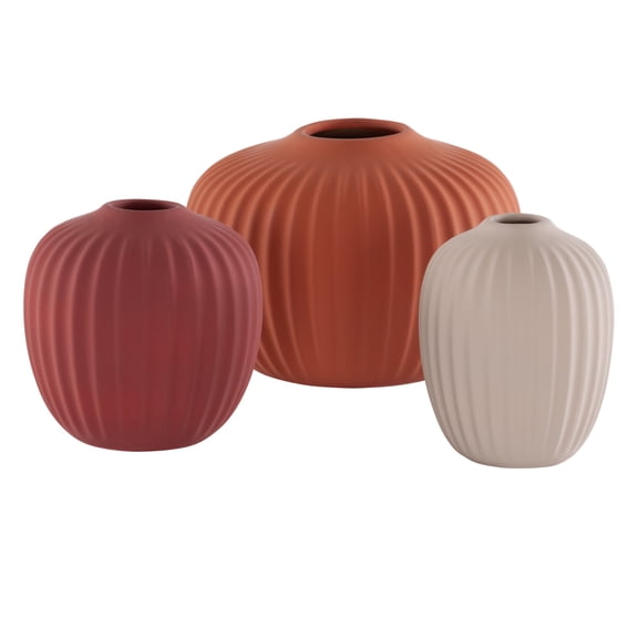 SAFAVIEH Jacie Solid Ceramic Vase, Set of 3, Orange/Grey/Dark Orange