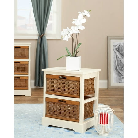 SAFAVIEH Jackson Rustic Nautical 2 Drawer Storage Unit, Barley/Cane