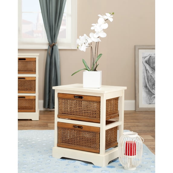 SAFAVIEH Jackson Rustic Nautical 2 Drawer Storage Unit, Barley/Cane