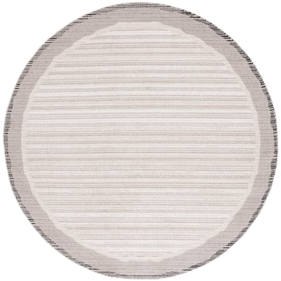 SAFAVIEH Jade Dulcibella Bordered Polyester Area Rug, Ivory/Beige Black, 6'7" x 6'7" Round
