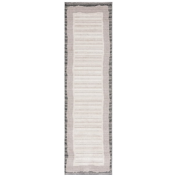 SAFAVIEH Jade Dulcibella Bordered Polyester Runner Rug, Ivory/Beige Black, 2'2" x 8'