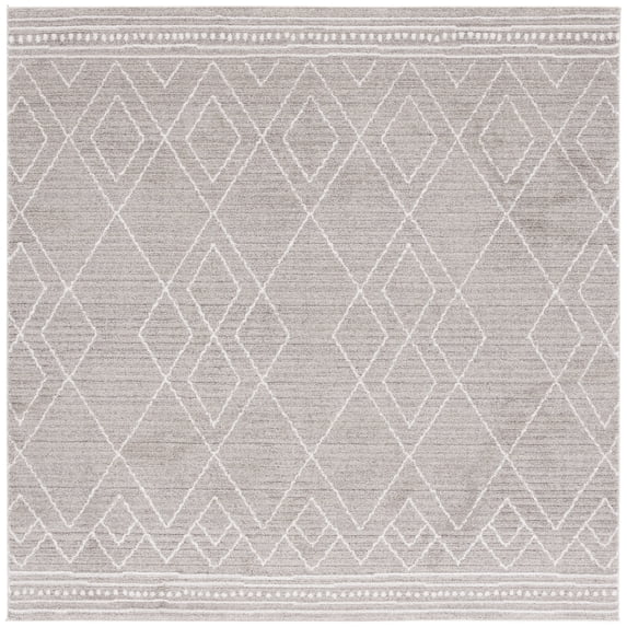 SAFAVIEH Jade Granville Geometric Polyester Area Rug, Beige/Ivory, 6'7" x 6'7" Square