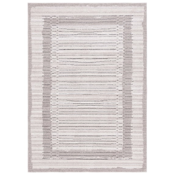 SAFAVIEH Jade Jermaine Striped Polyester Area Rug, Ivory/Beige Black, 5'3" x 7'6"
