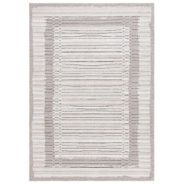 SAFAVIEH Jade Jermaine Striped Polyester Area Rug, Ivory/Beige Black, 8' x 10'