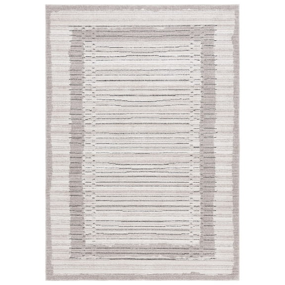 SAFAVIEH Jade Jermaine Striped Polyester Area Rug, Ivory/Beige Black, 8' x 10'
