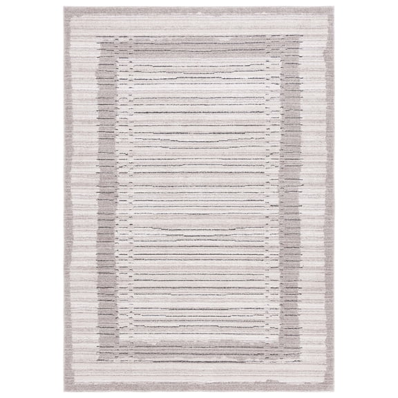 SAFAVIEH Jade Jermaine Striped Polyester Area Rug, Ivory/Beige Black, 9' x 12'