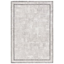 SAFAVIEH Jade Kingston Bordered Polyester Area Rug, Ivory/Beige Black, 8' x 10'