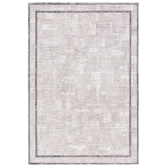 SAFAVIEH Jade Kingston Bordered Polyester Area Rug, Ivory/Beige Black, 8' x 10'