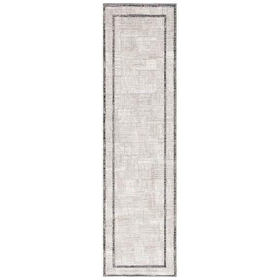 SAFAVIEH Jade Kingston Bordered Polyester Runner Rug, Ivory/Beige Black, 2'2" x 8'