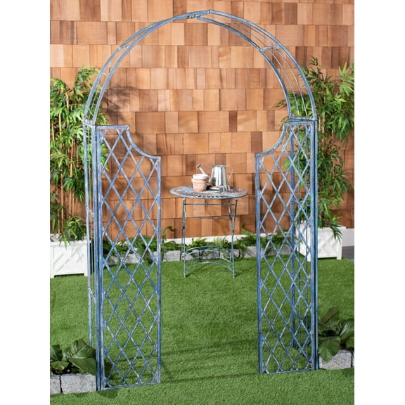 SAFAVIEH Jaida Outdoor Patio Traditional Arbor, Antique Blue