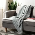 thumbnail image 1 of SAFAVIEH Janan Solid Cotton Textured Knit Throw, 50" x 60", Dark Grey/Natural, 1 of 4