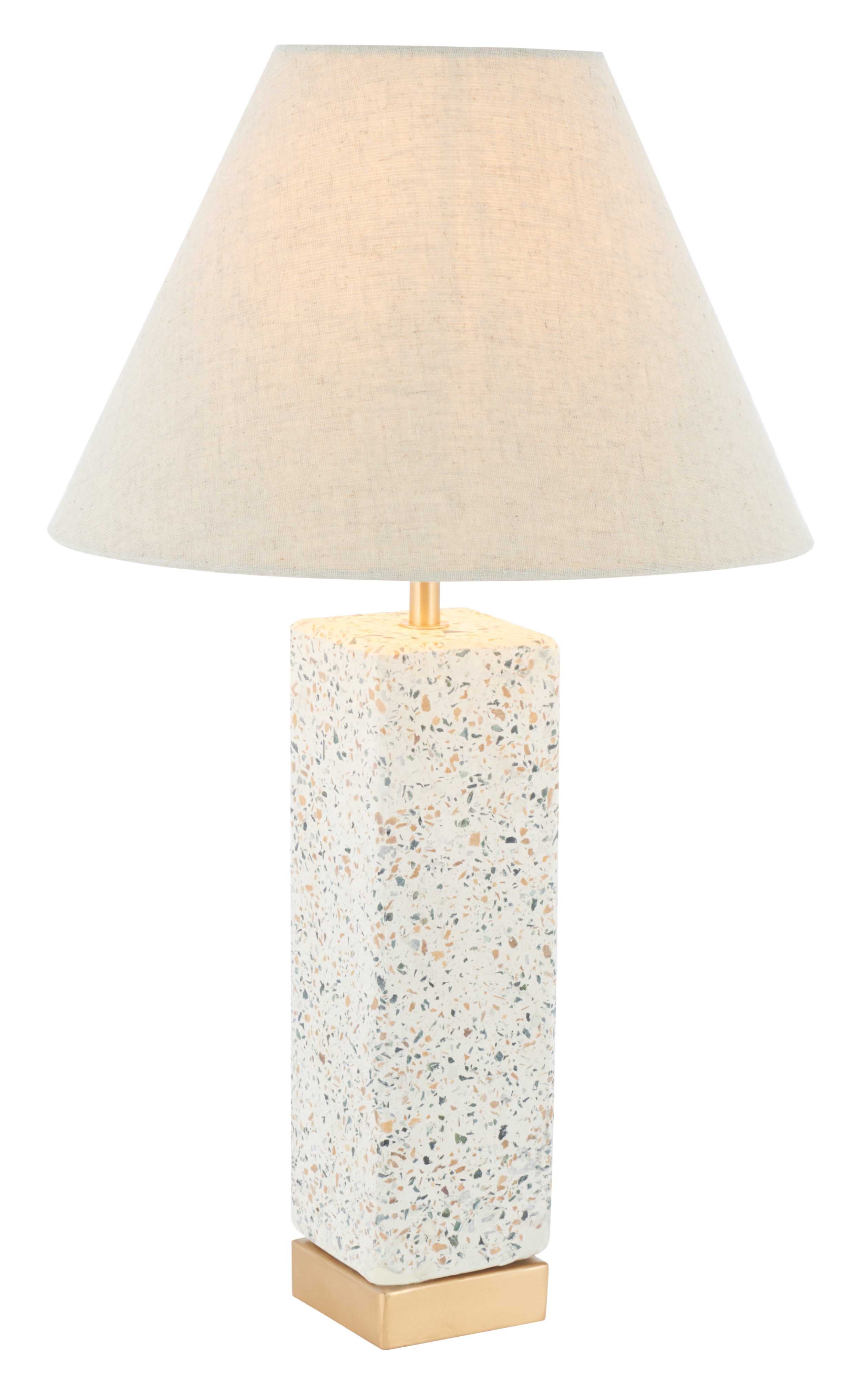 Natural Concrete Table Lamp with Off-White Linen Shade