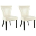 thumbnail image 1 of SAFAVIEH Jappic Contemporary Bicast Leather Solid Dining Side Chair, Flat Cream (Set of 2), 1 of 8
