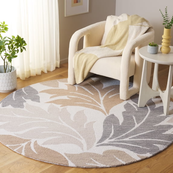 Safavieh Jardin Aiden Leaves Area Rug, Ivory/Brown, 6' x 6' Round