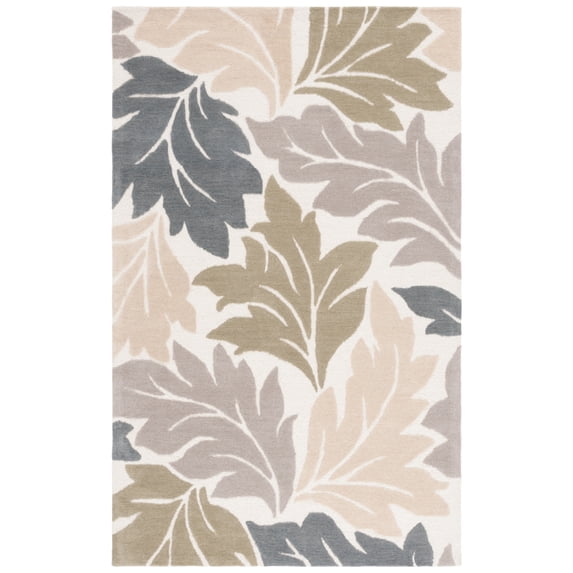 SAFAVIEH Jardin Aiden Leaves Area Rug, Ivory/Gray, 6' x 9'