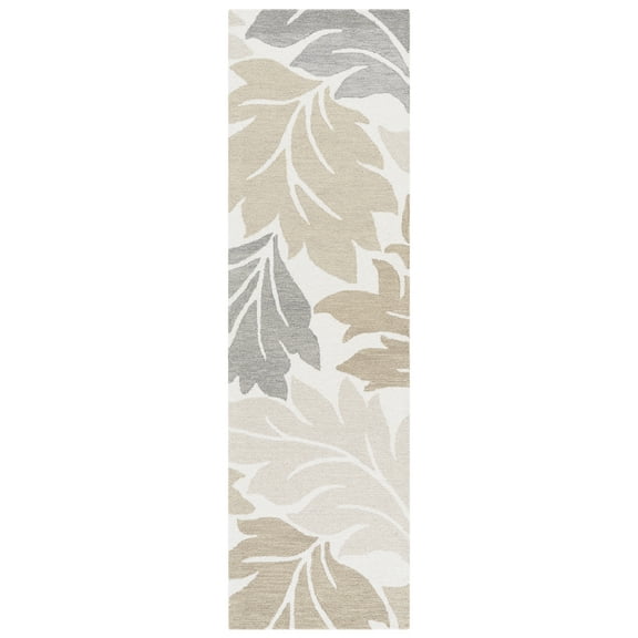 SAFAVIEH Jardin Aiden Leaves Runner Rug, Ivory/Brown, 2'3" x 8'