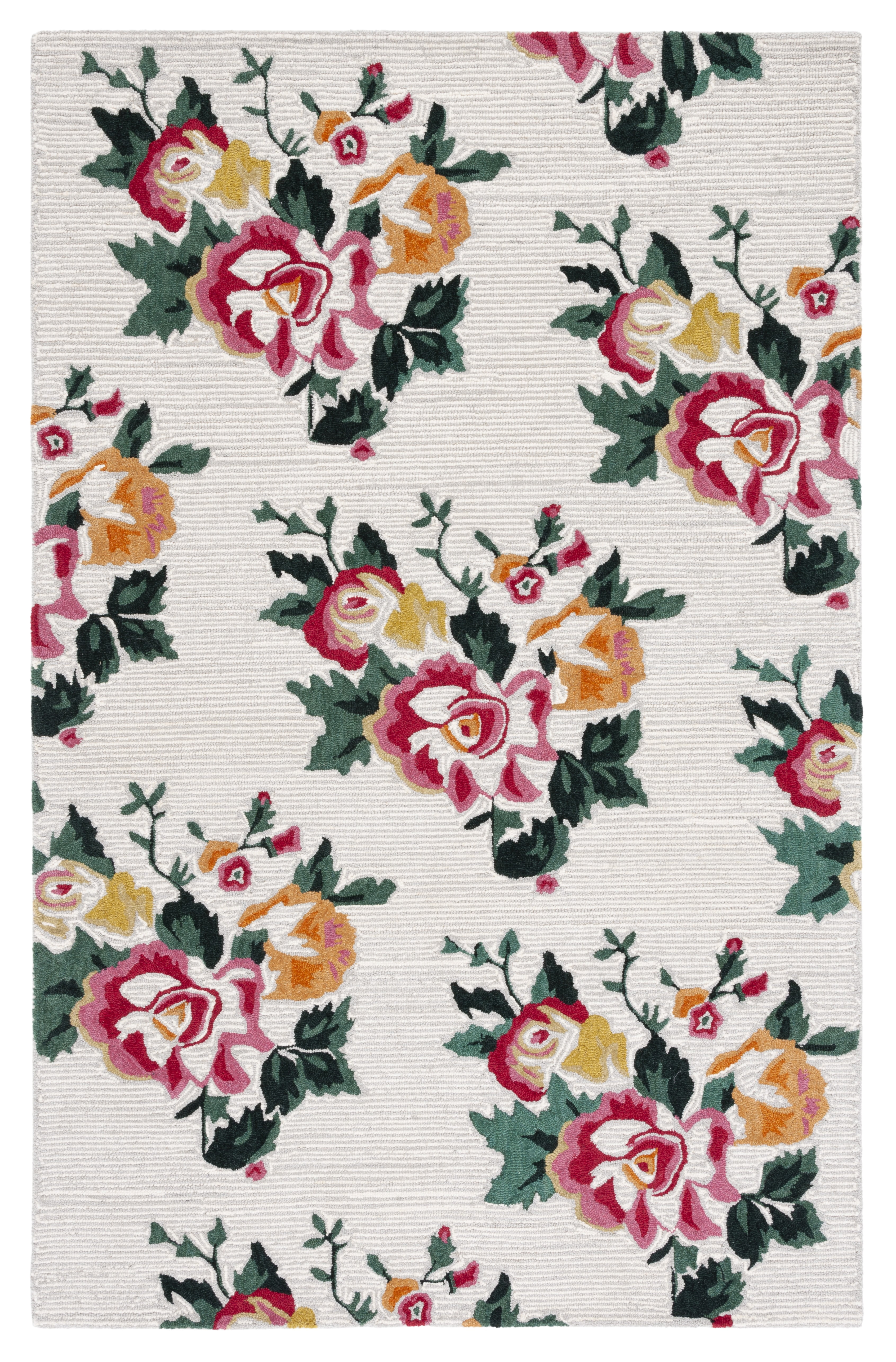 SAFAVIEH Jardin Alayna Floral Wool Area Rug, Ivory/Red, 4' x 6'
