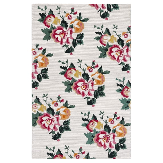 SAFAVIEH Jardin Alayna Floral Wool Area Rug, Ivory/Red, 4' x 6'