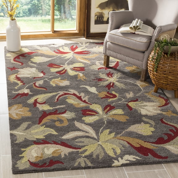 Safavieh Jardin Allieson Floral Wool Area Rug, Dark Gray/Multi, 5' x 8'