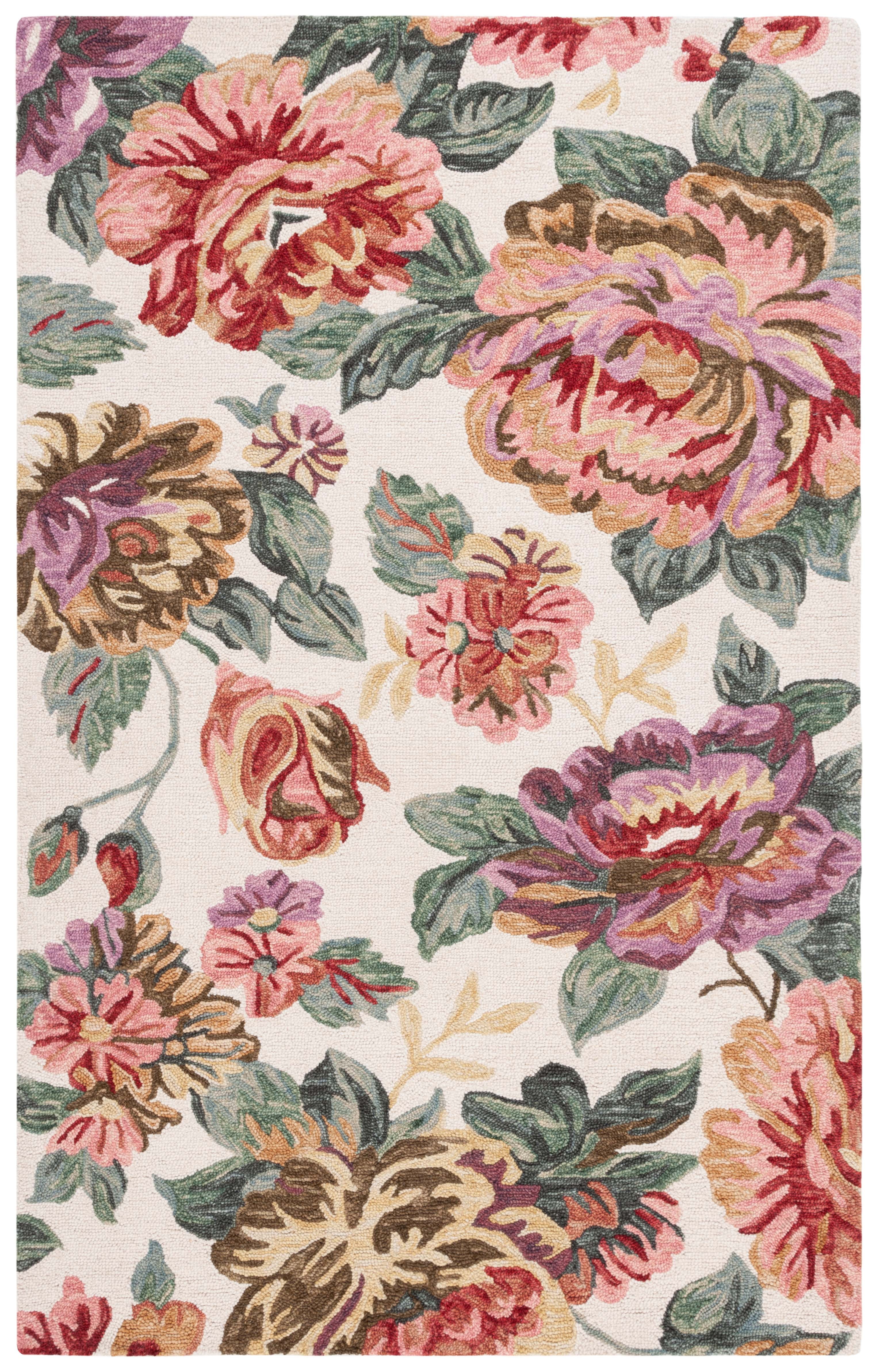 SAFAVIEH Jardin Aloysius Floral Area Rug, Ivory/Red, 5' x 8'