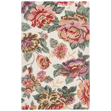 SAFAVIEH Jardin Aloysius Floral Area Rug, Ivory/Red, 5' x 8'