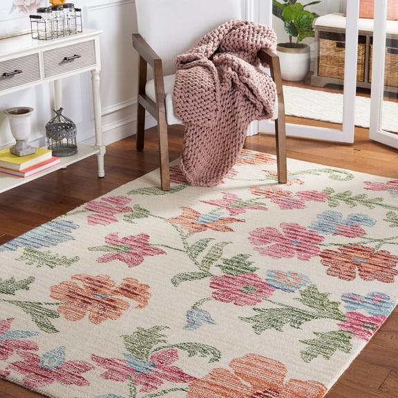 Safavieh Jardin Anson Floral Wool Area Rug, Ivory/Red, 5' x 8'