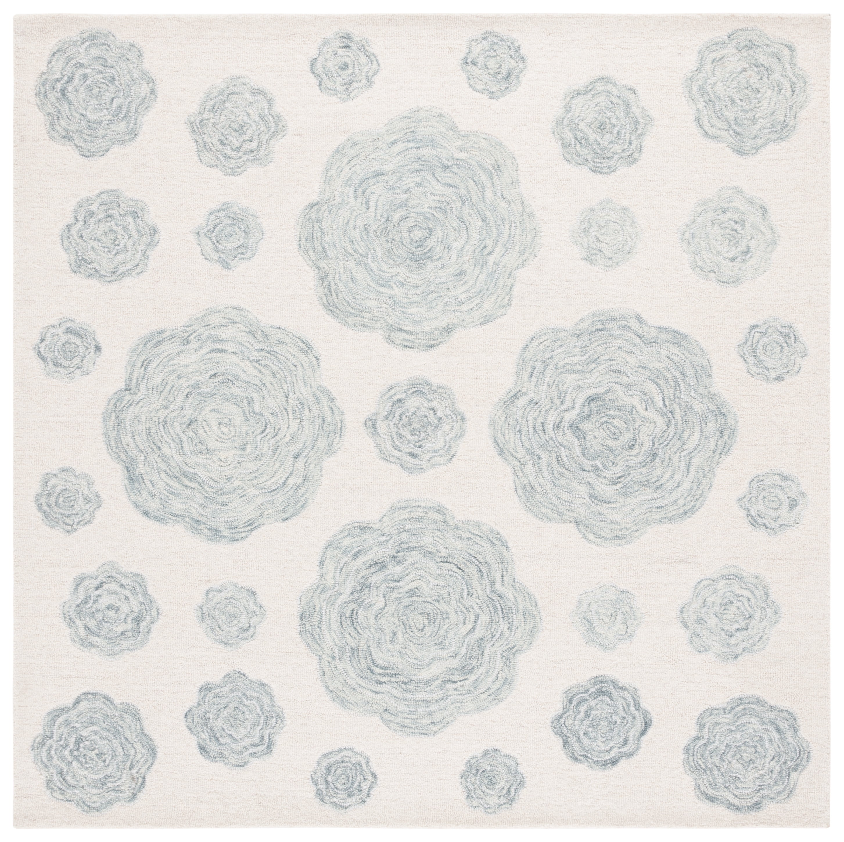 SAFAVIEH Jardin Archimedes Floral Area Rug, Ivory/Gray, 6' x 6' Square
