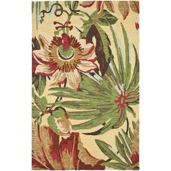 SAFAVIEH Jardin Augustine Floral Wool Area Rug, Ivory/Multi, 4' x 6'