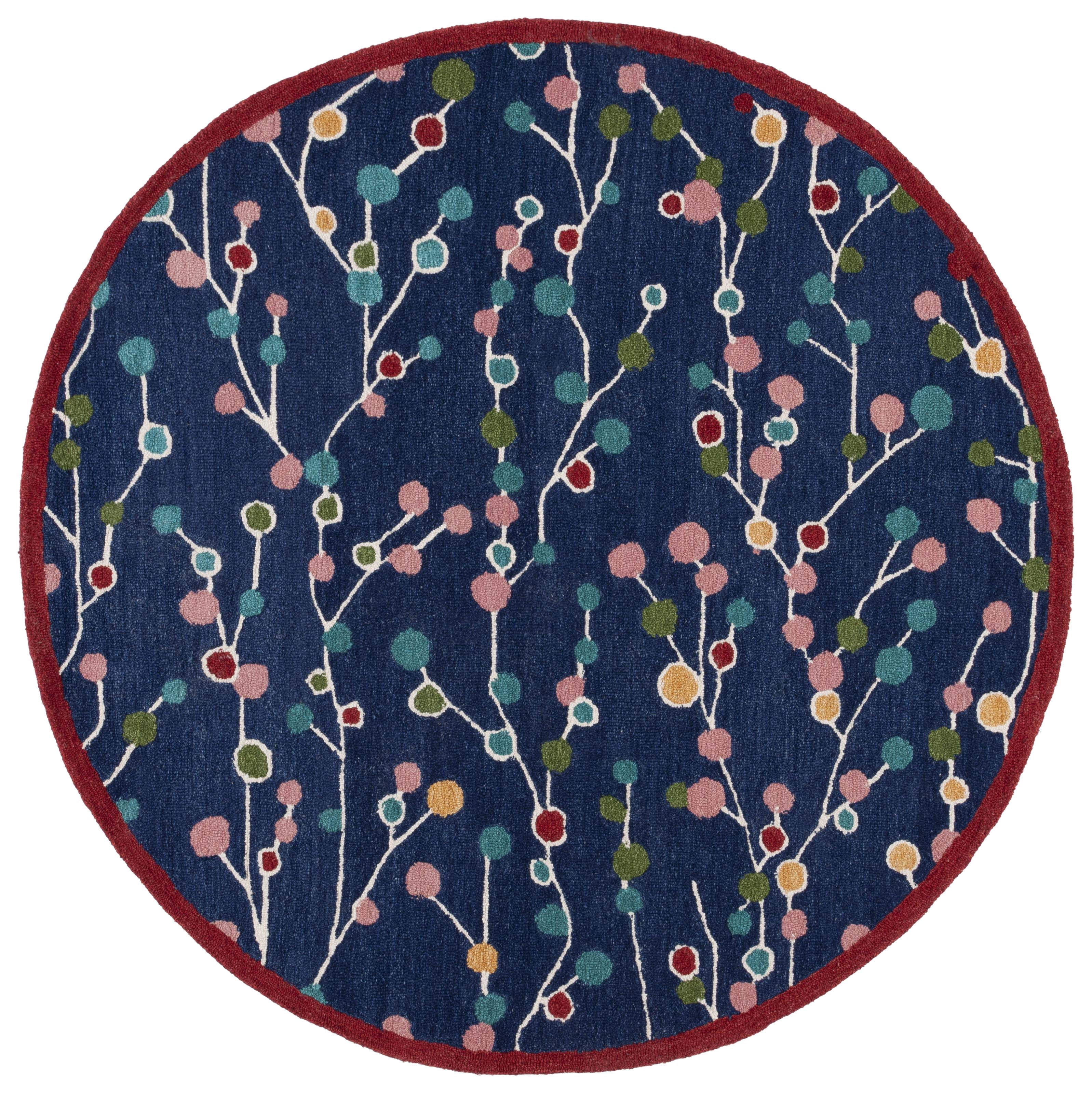 SAFAVIEH Jardin Bevin Floral Area Rug, Blue/Pink, 6' x 6' Round