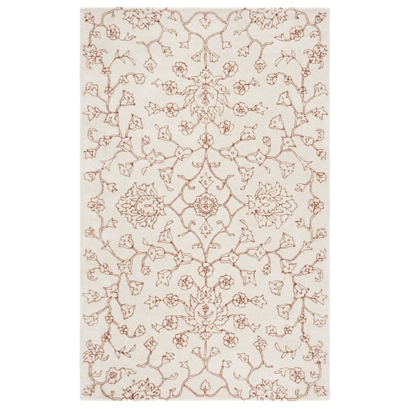 SAFAVIEH Jardin Blair Floral Area Rug, Ivory/Rust, 5' x 8'