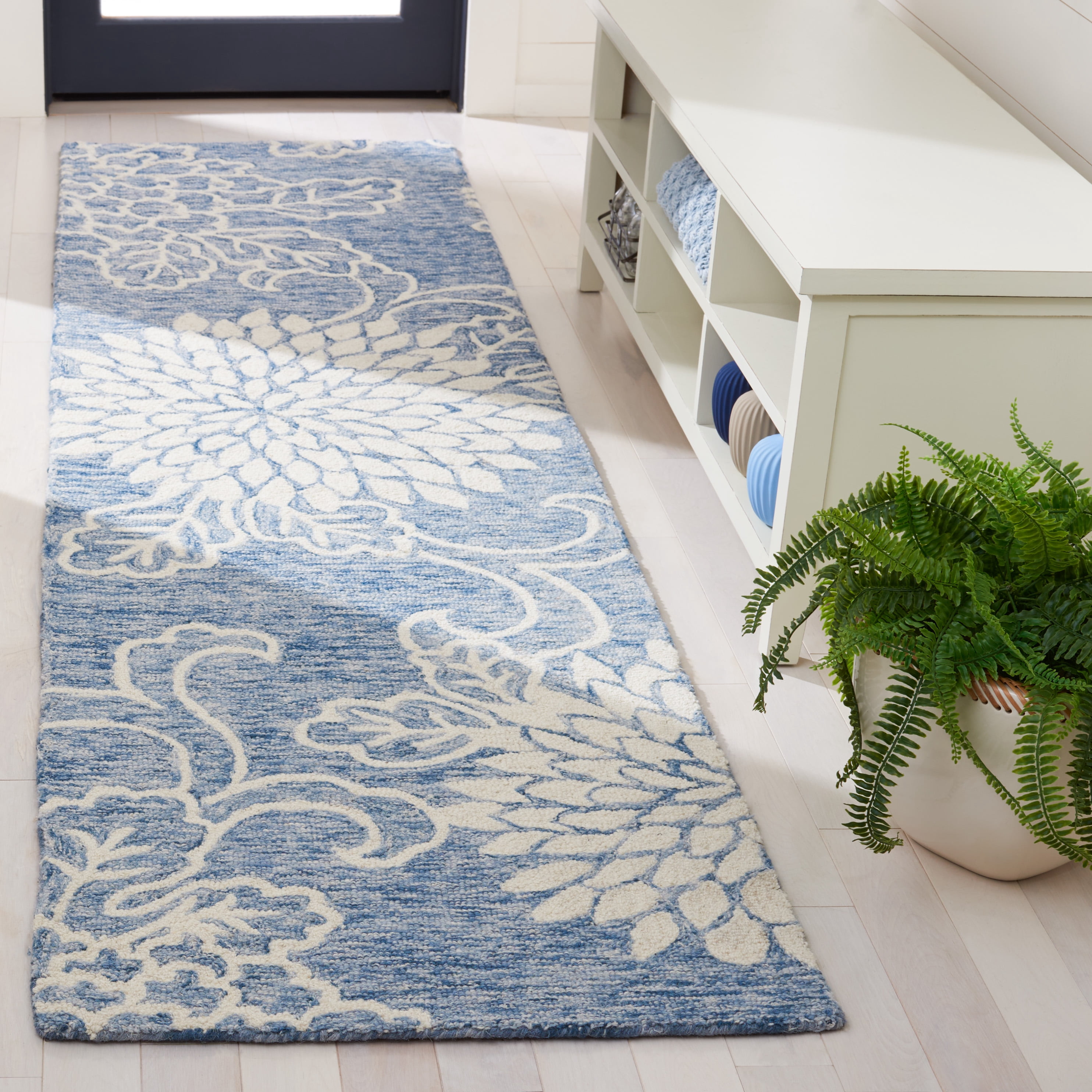 Safavieh Jardin Clara Floral Wool Runner Rug, Blue/Ivory, 2'3" x 9'