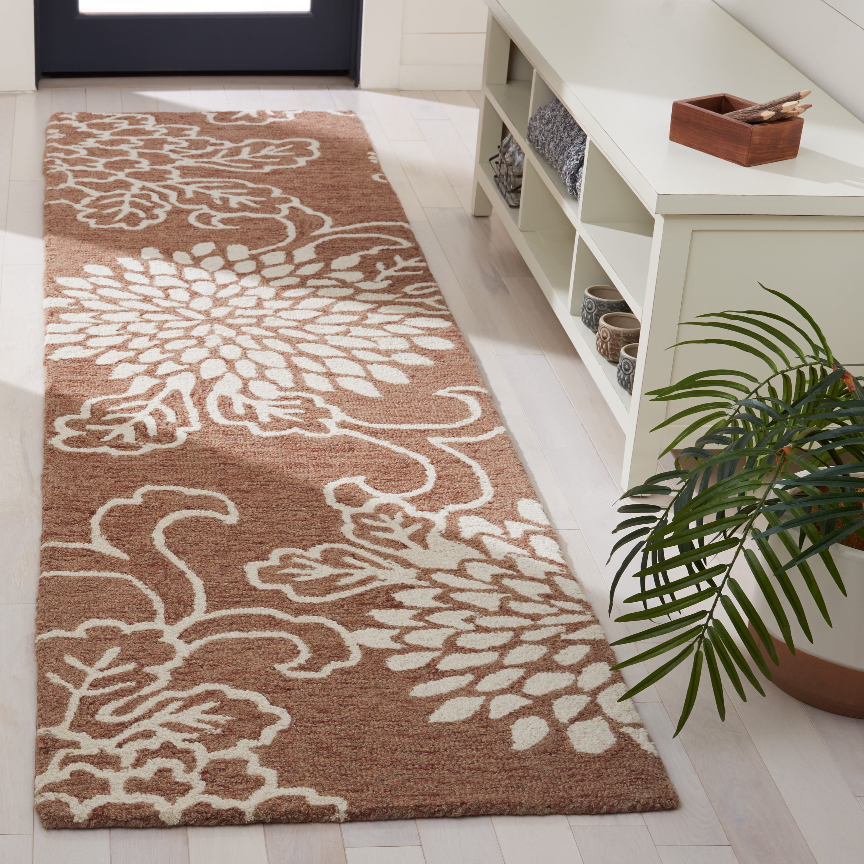 Safavieh Jardin Clara Floral Wool Runner Rug, Brown/Ivory, 2'3" x 9'
