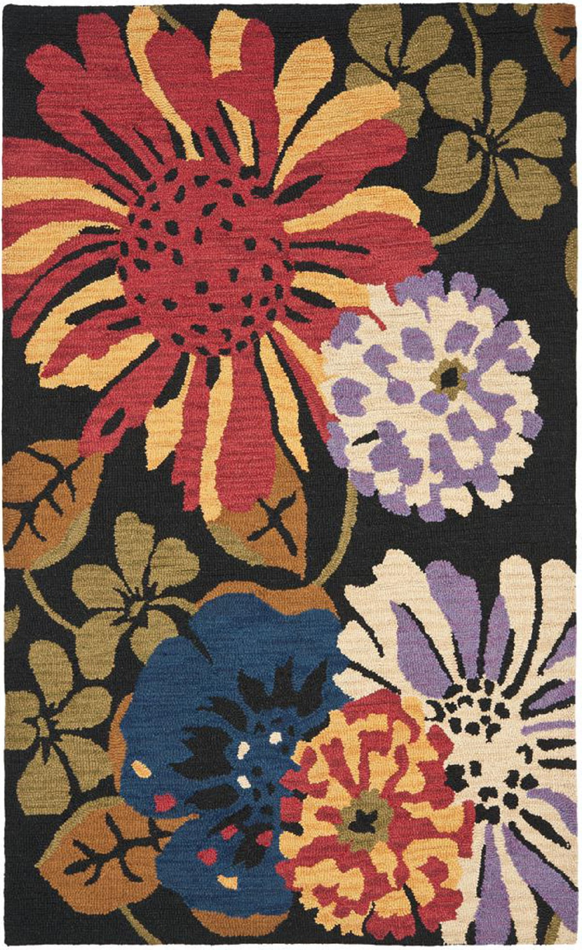Black Floral Hand Tufted Wool Area Rug 8' x 10'
