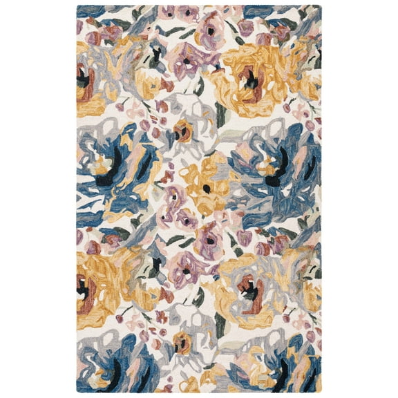 SAFAVIEH Jardin Constance Floral Area Rug, Ivory/Pink, 4' x 6'