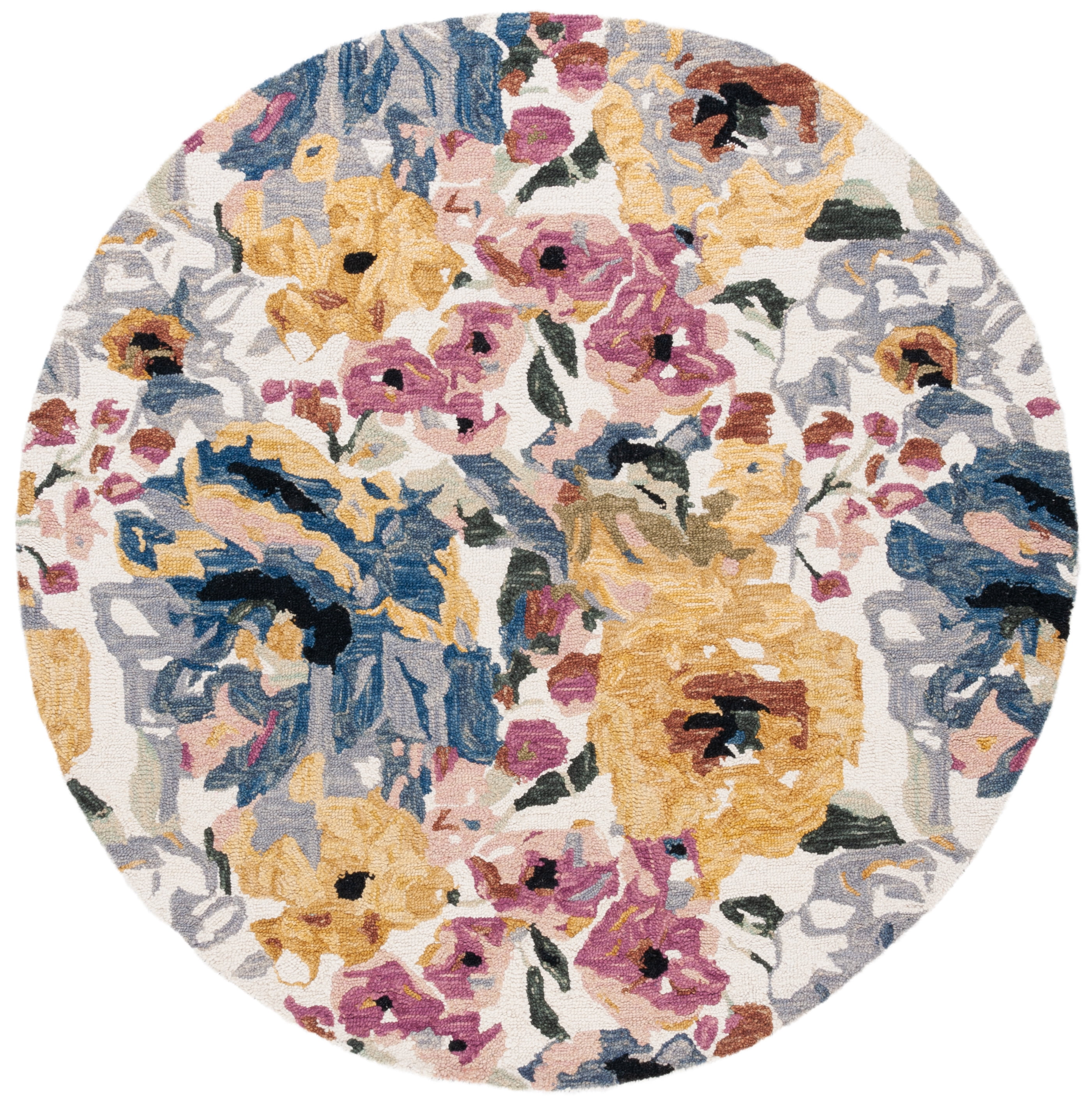 SAFAVIEH Jardin Constance Floral Area Rug, Ivory/Pink, 6' x 6' Round